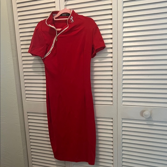 Sakaly +WHTBOUTIG Dresses & Skirts - #0685+ Chinese Red Short Sleeve Dress W/ WHT Patch-patch Logo.